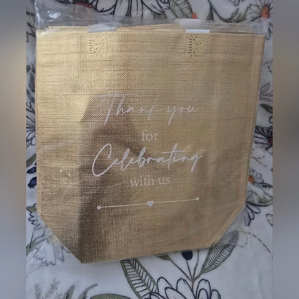 Elegant Gold Thank You For Celebrating With Us Gift Bags & Ribbon 25 Count